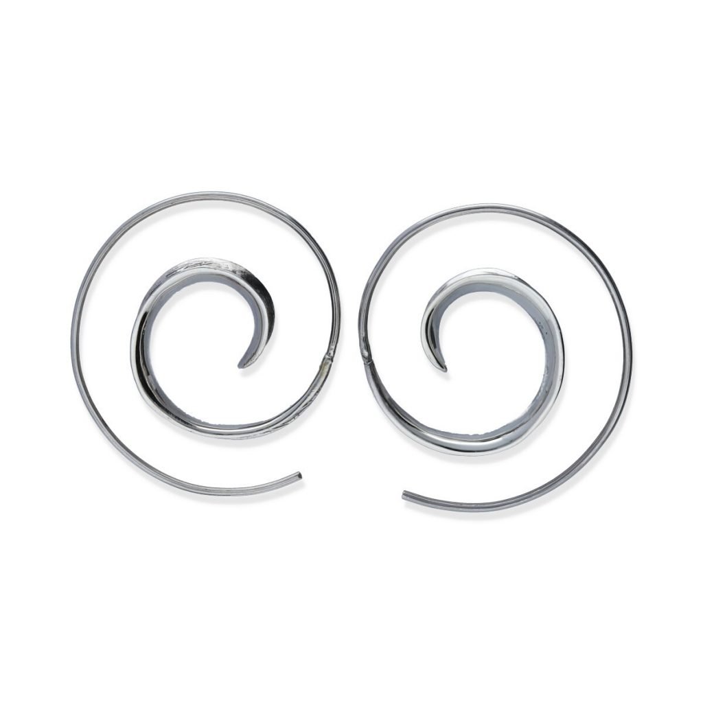 pendientes plata 925 lisa espiral satinado, 21mm