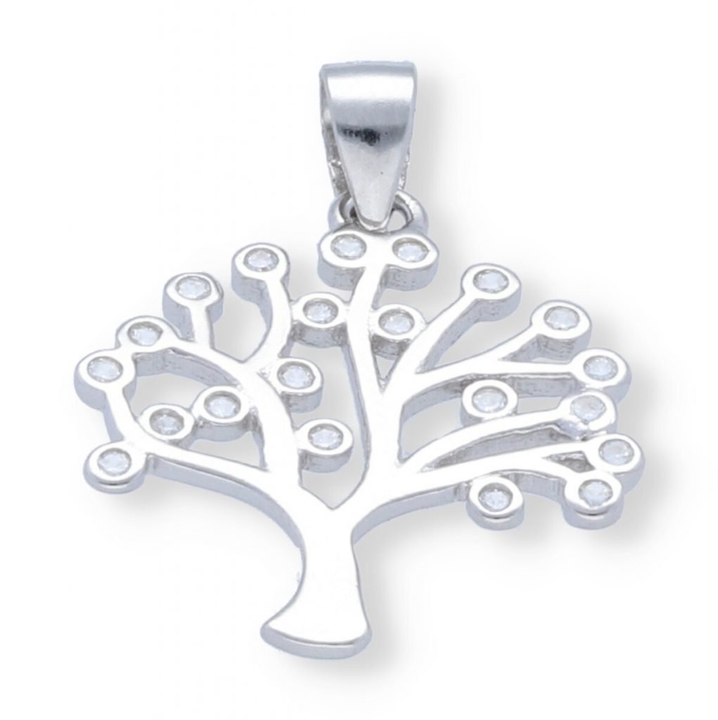 Colgante plata de ley 925 circonita árbol de la vida de 26mm.