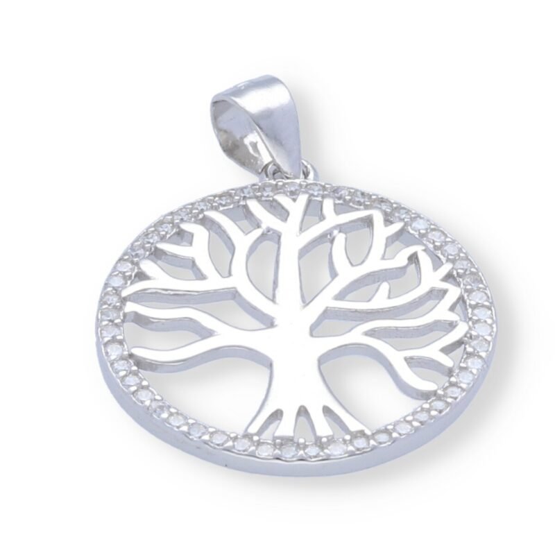 Colgante plata de ley 925 árbol de la vida con circonitas de 22mm.