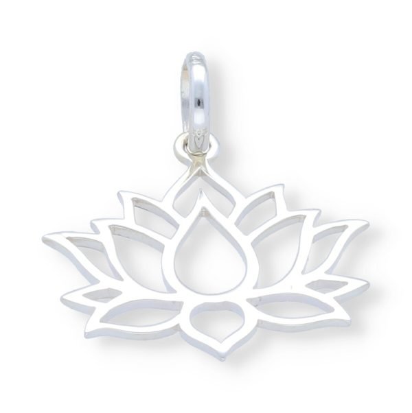 Colgante plata de ley 925 lisa forma flor de loto de 14x16mm.