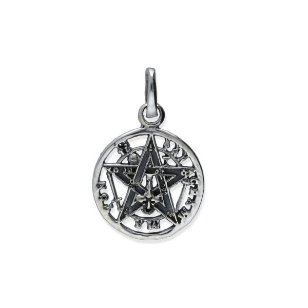 Colgante plata de ley 925 lisa estrella 5 puntas tetragramatón de 13.7mm.