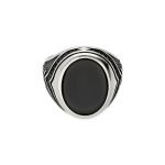 Anillo de plata de ley 925 para hombre tipo sello ovalado onix 12,5x16mm con circonitas negras.