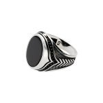 Anillo de plata de ley 925 para hombre tipo sello ovalado onix 12,5x16mm con circonitas negras.