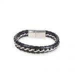 pulsera hombre acero y cuero